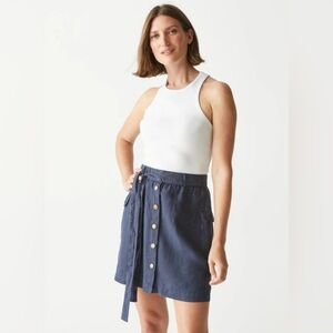 MICHAEL STARS EUC SZ M MARTINA LINEN SKIRT IN ADMIRAL (NAVY)